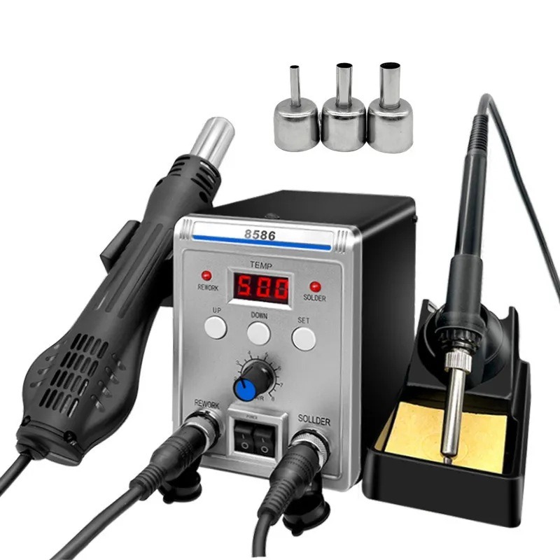 8586 – многофункциональная пая – обзор и цена Smd Rework Station Hot Air Soldering 2 In 1